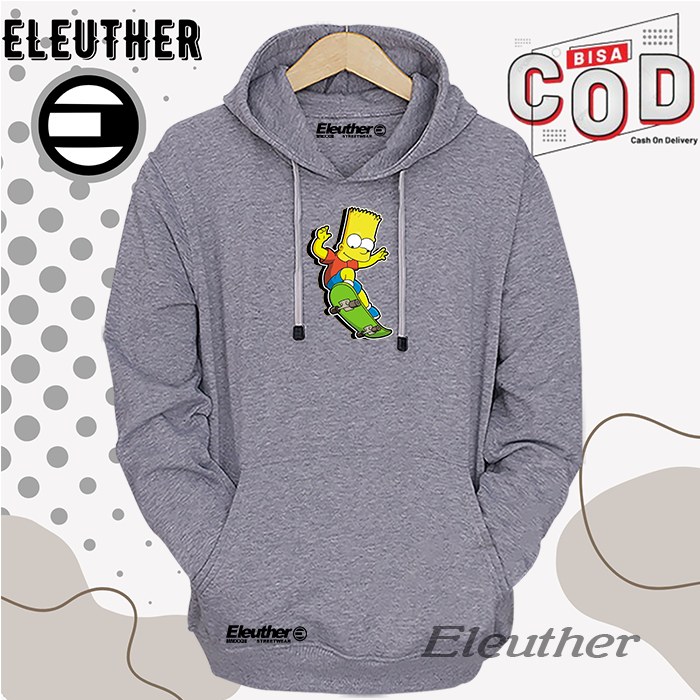 Hoodie Pria Distro Original Eleuther Warna Abu Muda Motif Simple Simpsons Switer Cwo Keren Terbaru 2