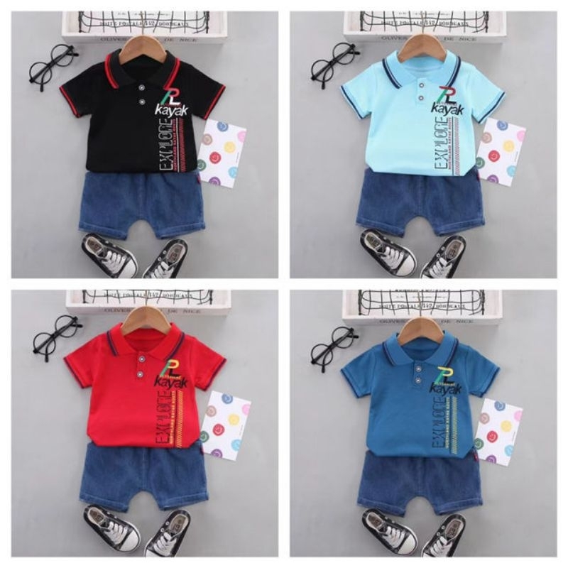 

set kerah jins import anak