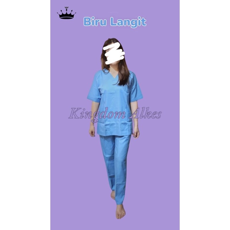 Baju OK // Baju Jaga Medis Warna Biru Muda Terang