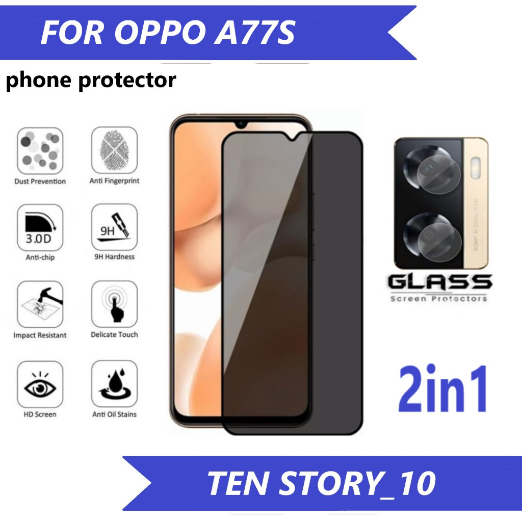 paket 2 in 1 oppo//anti gores oppo a 77s//tg oppo a 77 4g//tg oppo a77 5g//anti gores Oppo A77s A77 