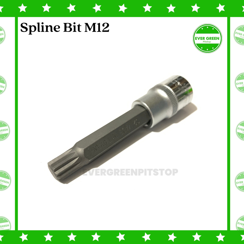 Splin Bit M12 Mata Kunci Sok Bintang Segi Duabelas Spline Bit Socket Avanza Kunci Sok Bintang 12 1/2
