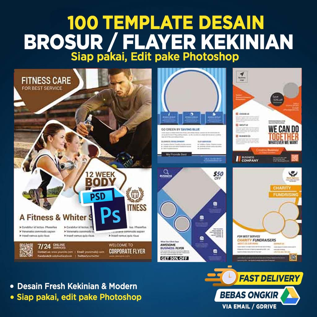 100 Template Desain Brosur Flyer PSD Premium