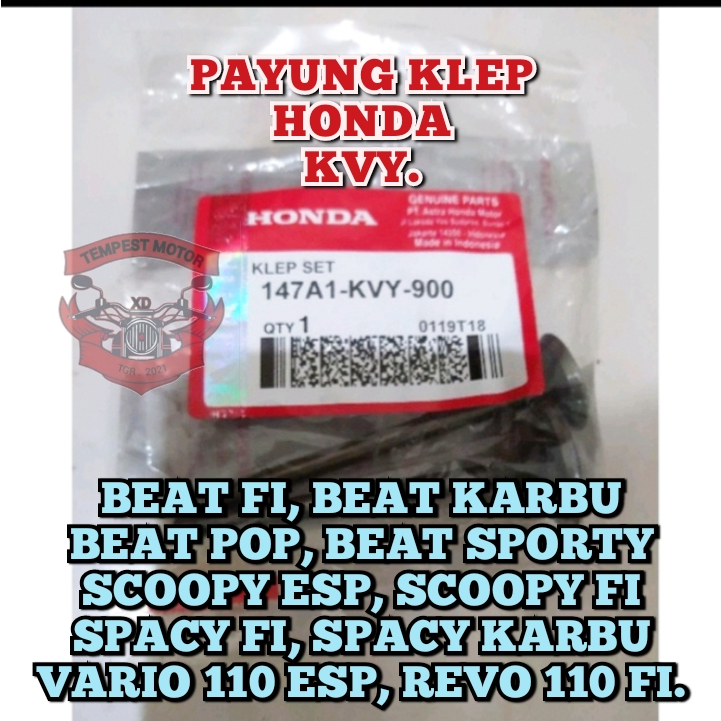 PAYUNG KLEP SET BEAT KARBU KLEP BEAT FI HONDA KVY ORIGINAL HONDA AHM PAYUNG KLEP SCOOPY FI SPACY KAR