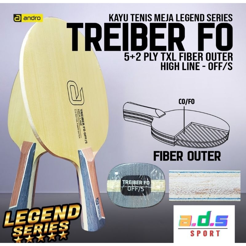 Andro Treiber FO Off/S kayu blade bat bet pingpong 100%ORIGINAL