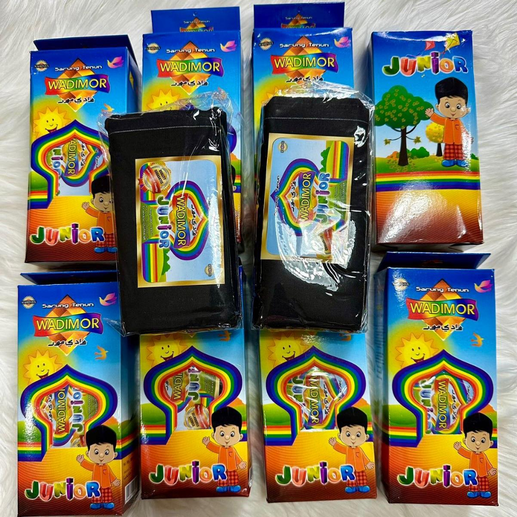 Sarung Wadimor Anak Junior Sarung Tenun Katun Hitam Polos