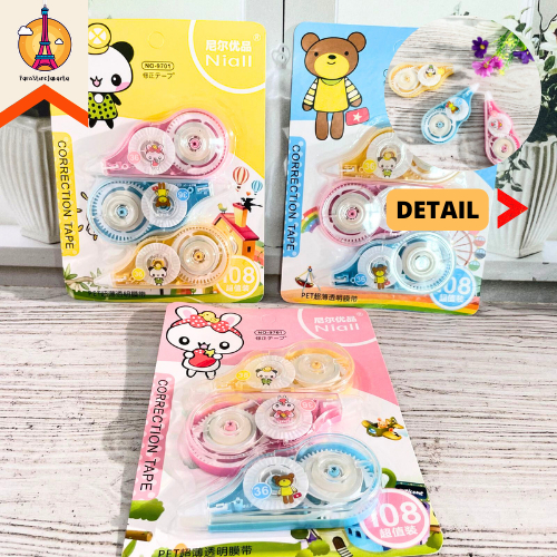 

Correction Tape 9701 Nial 3 in 1 Animal Hewan Binatang Tipex Set Kertas Warna Pastel Tip Ex Correction Roll Motif Lucu Stationery Alat Tulis Kantor Sekolah Ready Grosir Kado Ulang Tahun