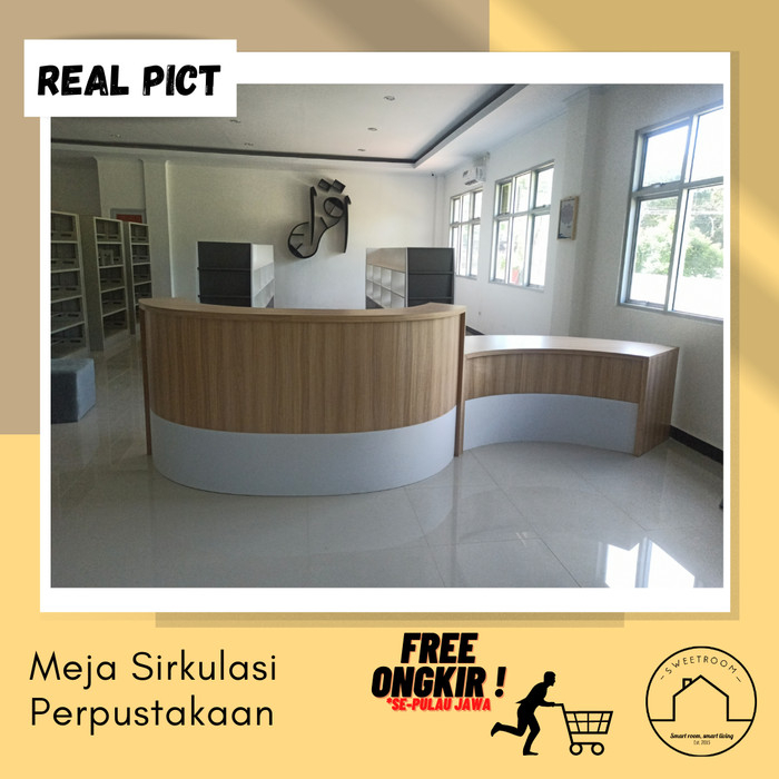 Meja sirkulasi Perpustakaan - Meja Resepsionis - Meja Perpustakaan