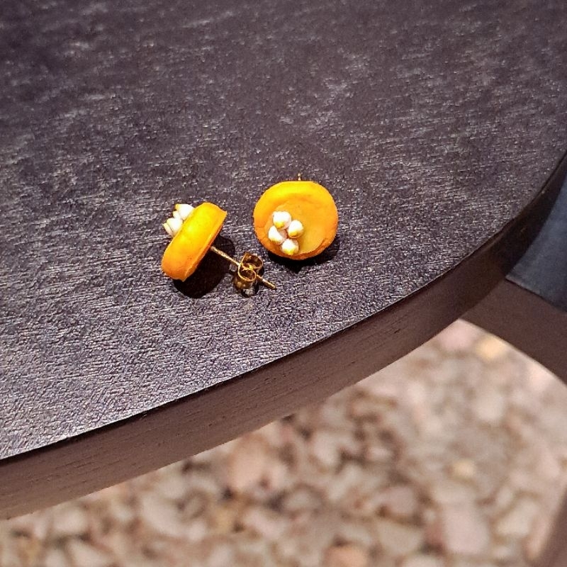 lemon meringue tartlet polymer clay earrings - anting wanita miniature pastry