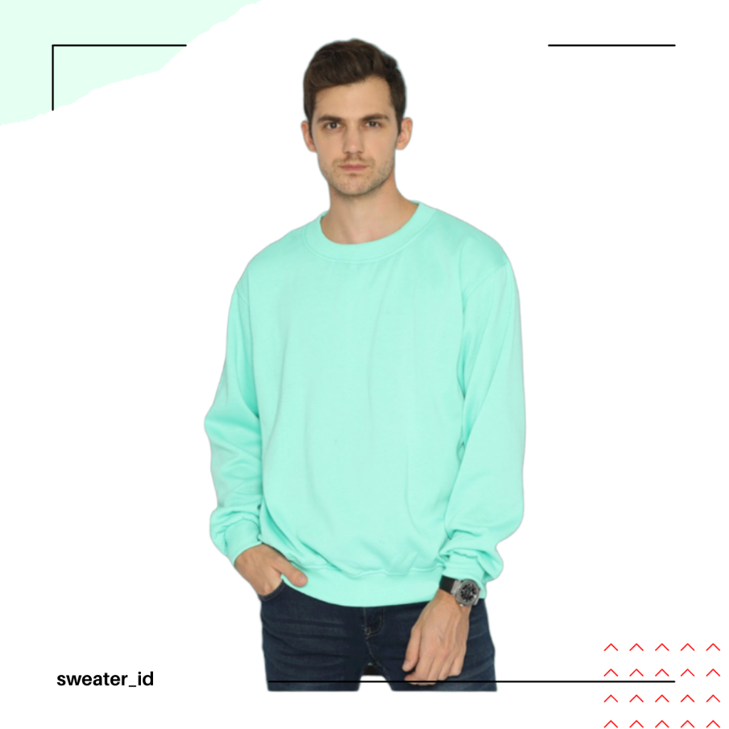 SWEATER_ID Basic Sweater Crewneck Hijau Tosca Polos Unisex