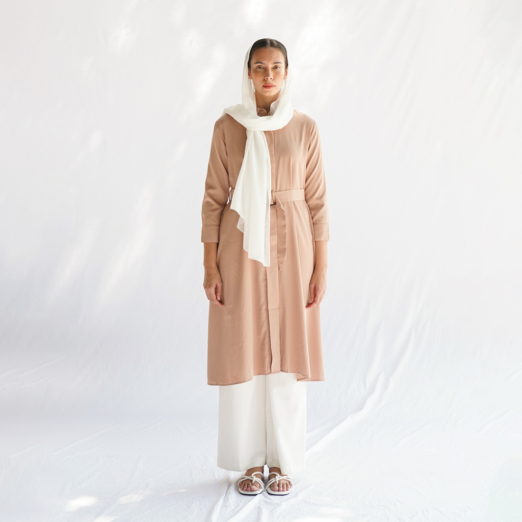 Queensland Kemeja Tunik Wanita Lengan Panjang LIN000283Q Cokelat