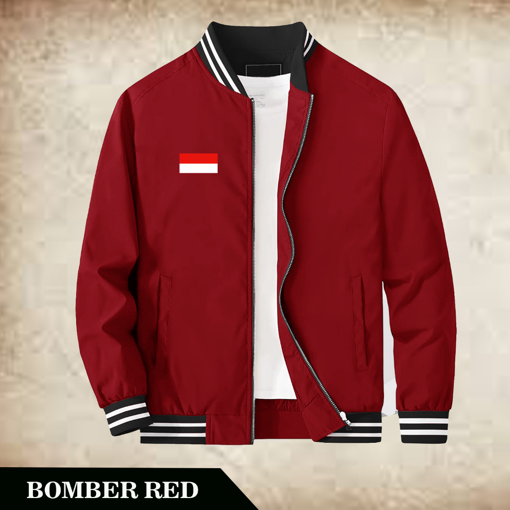 Jaket Bomber Pria Timnas Indonesia, Jacket Tebal Anti Air Parasut