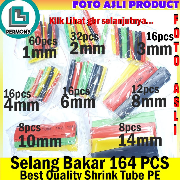 selang bakar heatshrink tube Isolator heatshrink kabel isolasi 164pcs