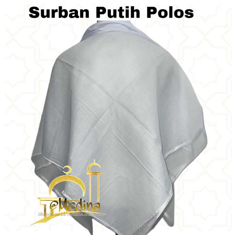 Surban Putih polos/Qutroh Putih/ Surban tanpa koncer
