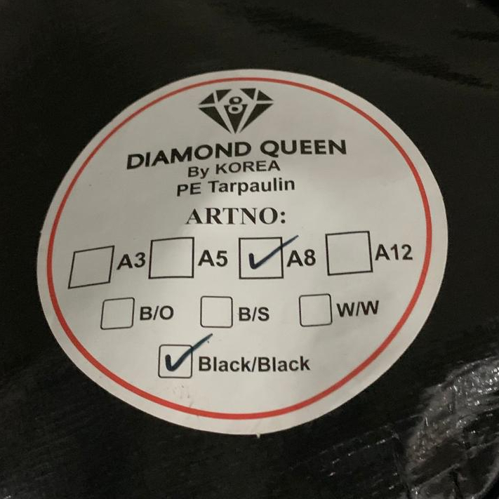 TERPAL ROLL A8 WARNA HITAM  DIAMOND QUEEN (Harga Roll)