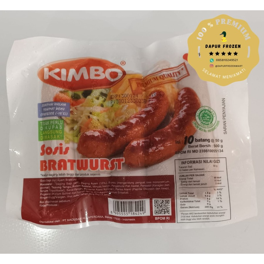 

Kimbo Sosis Bratwusrt 500gr