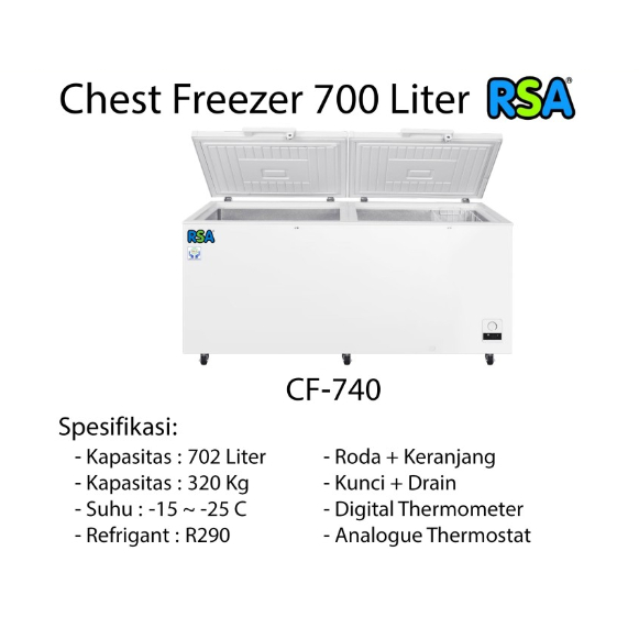 RSA Chest Freezer 702 Liter Box Freezer CF 740 CF-740 Cooler Box CF740