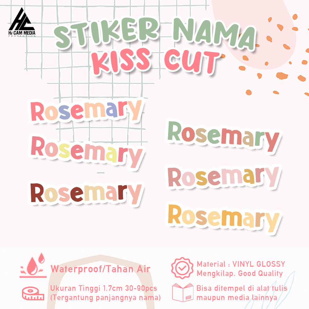 

STIKER NAMA KISS CUT | STIKER NAMA ANAK | LABEL NAMA | WATERPROOF | TAHAN AIR | STIKER VYNIL