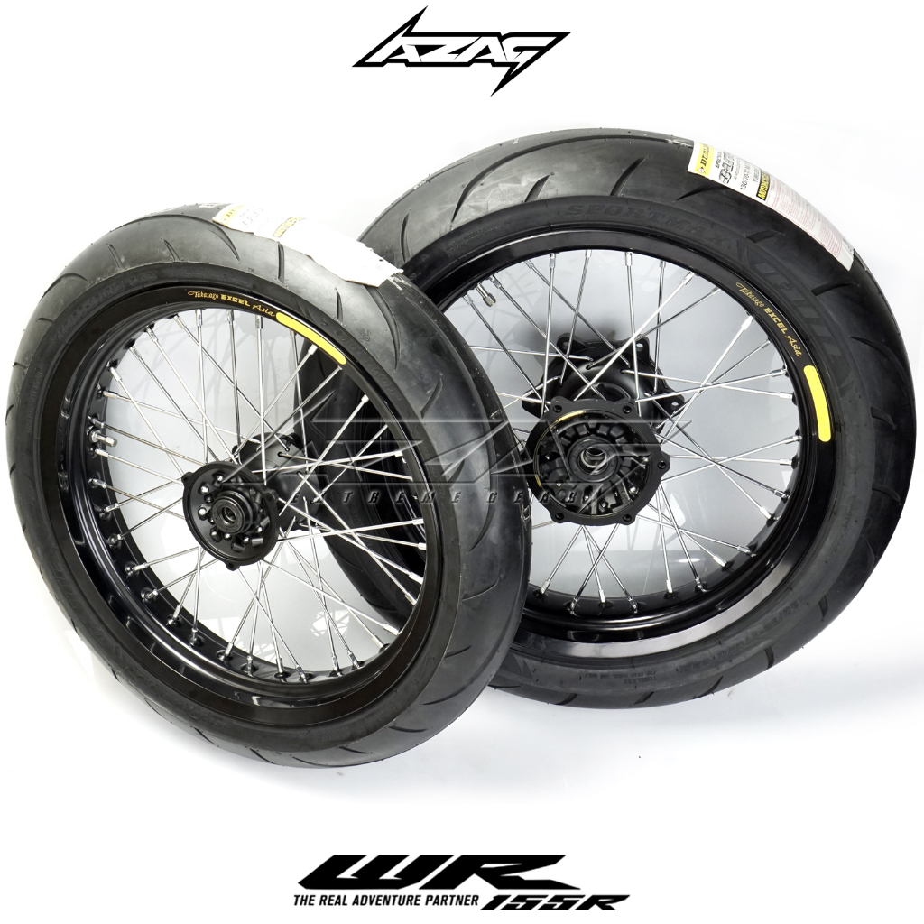 ban set yamaha wr 155 ring 17 modif supermoto excel dunlop scarlet inc