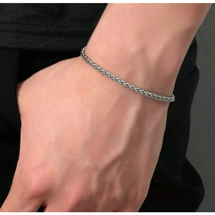 GELANG TITANIUM RANTAI BAJA PRIA WANITA SIMPEL ANTI KARAT