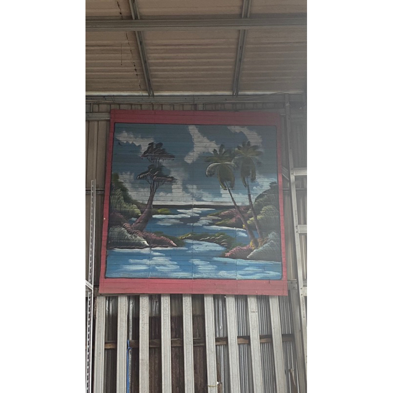 tirai krei lukis dari kayu pelindung panas dan hujan