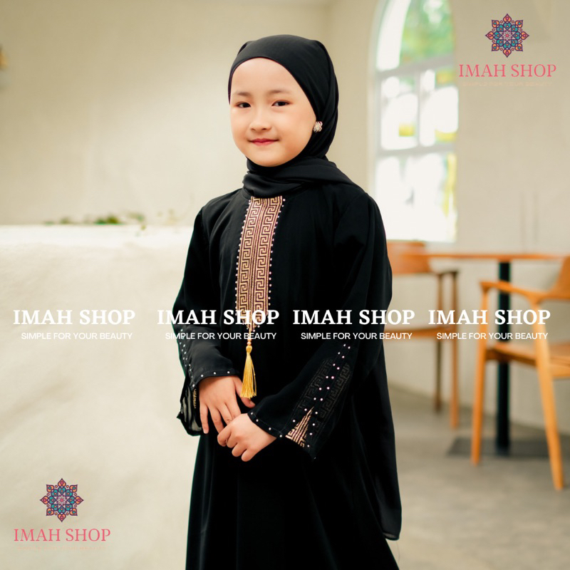 Abaya Gamis Anak Perempuan Maxi Dress Arab Saudi Bordir Zephy Turki Umroh Dubai Turkey India Wanita Hitamjo Haidy Kids By Imah Shop