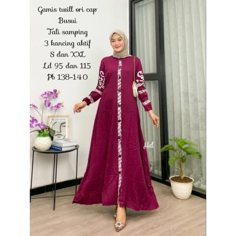 gamis twill ori busui tali samping