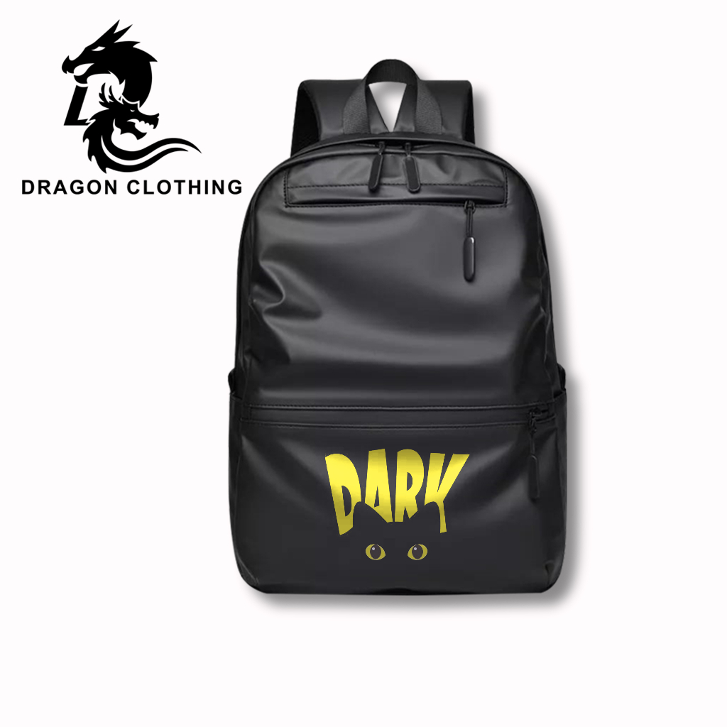 Dragon Clothing Tas ransel Sekolah backpack DARK CAT tas sekolah Bahan Kulit PU Hitam