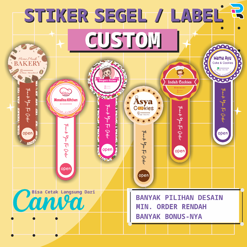 

Cetak Stiker Label Kemasan Segel Toples Kue Kering Makanan | Sticker Segel Botol Custom