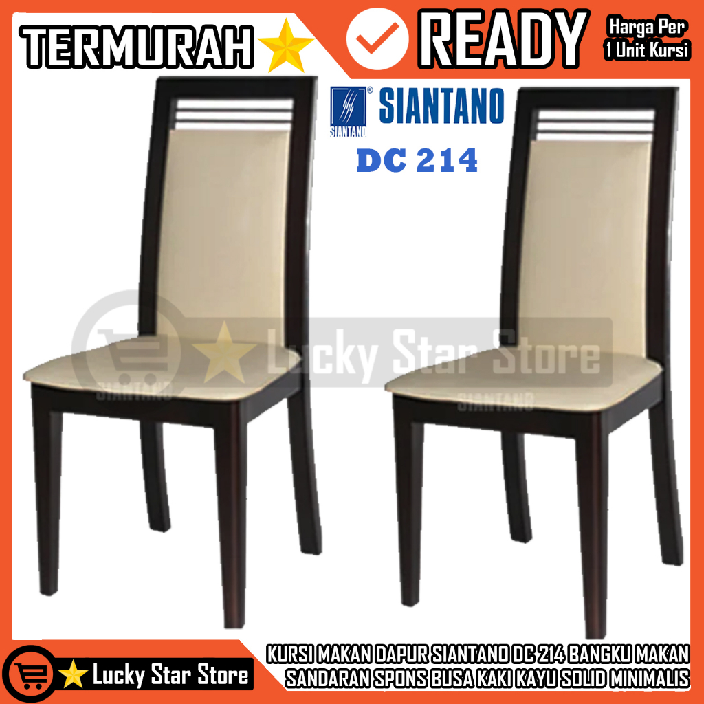 (KARGO) KURSI MAKAN DAPUR SIANTANO DC 214 BANGKU MAKAN SANDARAN SPONS BUSA KAKI KAYU SOLID MINIMALIS