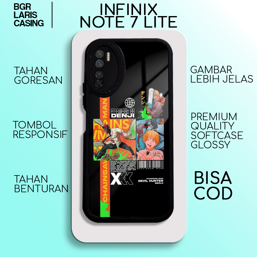 case infinix note 7 lite chainsawman keren lucu esthetik cute terbaru untuk cewek cowok bahan premiu