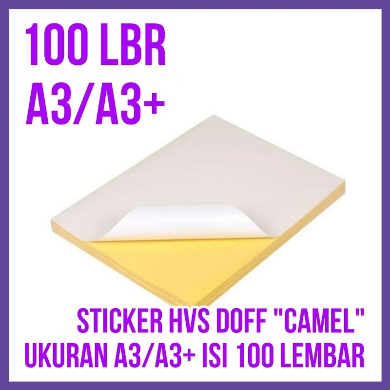 

[100 LEMBAR] Kertas Sticker HVS Doff CAMEL ukuran A3/A3+ | isi 100 lembar