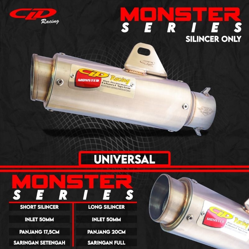 Silencer Only Knalpot CLD Racing Type Monster Race  17,5 cm, 20 cm inlet 50 mm