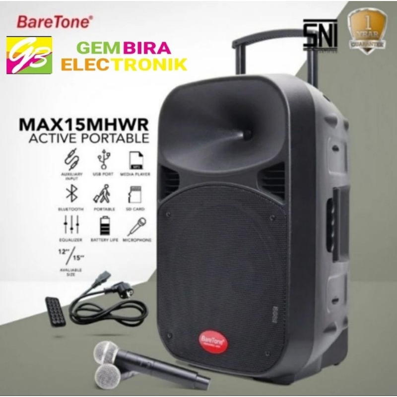 Paket speaker aktif baretone 15 mhwr 15 inch Bluetooth original speaker baretone