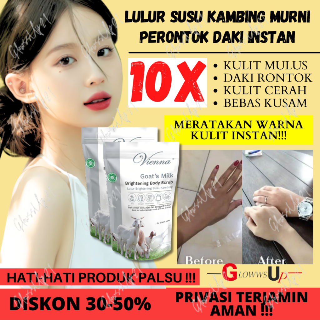 LULUR PEMUTIH BADAN - SCRUB BADAN - VIENNA SCRUB LULUR REFILL WHITENING SUSU KAMBING 1KG ORIGINAL BP