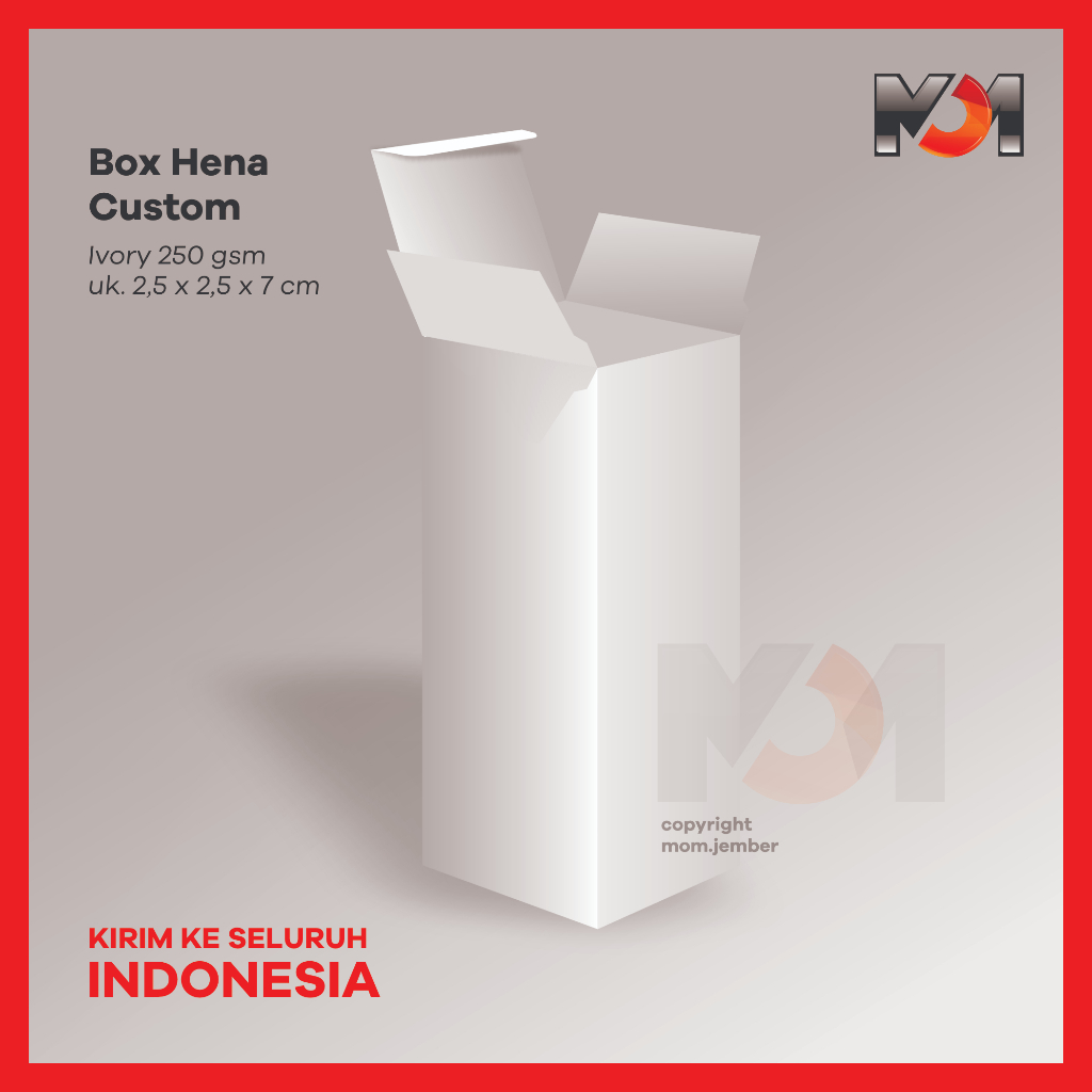 

CUSTOM BOX | CETAK CUSTOM BOX | BOX CUSTOM | CETAK BOX CUSTOM MINI | HENA ATAU PACAR uk. 2,5 x 2,5 x 7 cm | MOQ 500 pcs