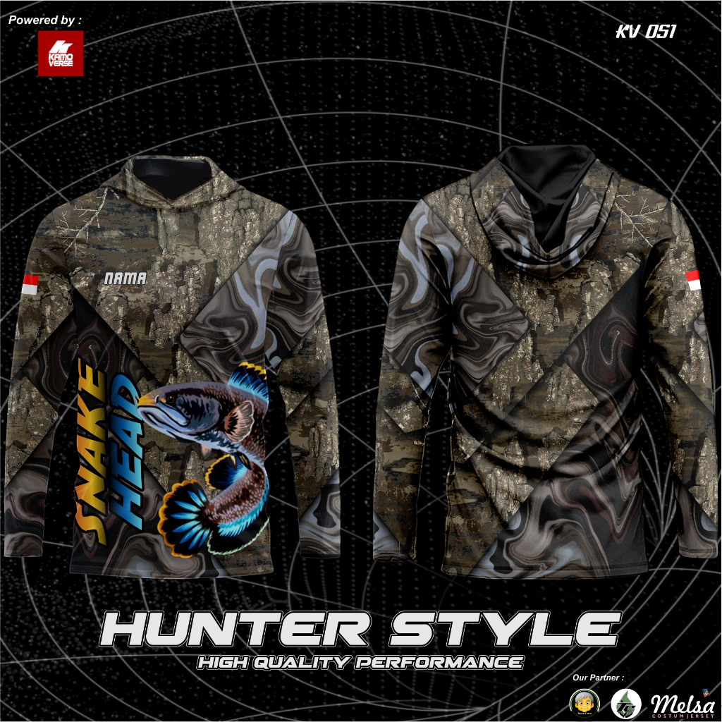 BAJU BERBURU MANCING IKAN GABUS SNEAKHEAD JERSEY MOTIF CAMO BISA COTUM