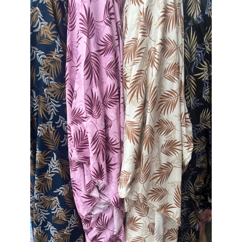 kain katun rayon viscose premium motif daun terbaru best seller