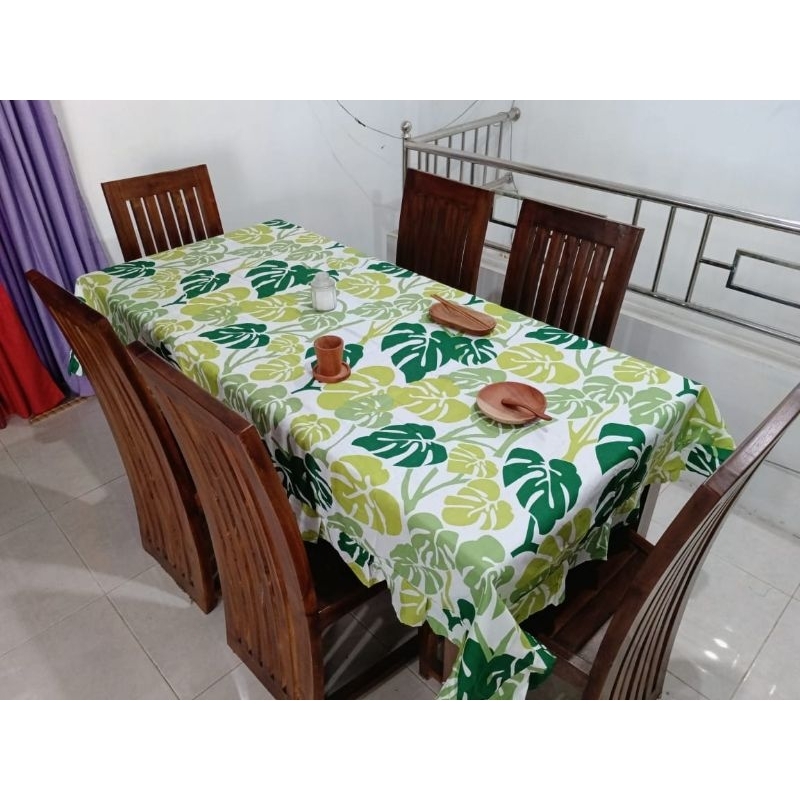 Taplak Meja Makan Kain Motif Batik 4 dan 6 Kursi Katun Murah COD