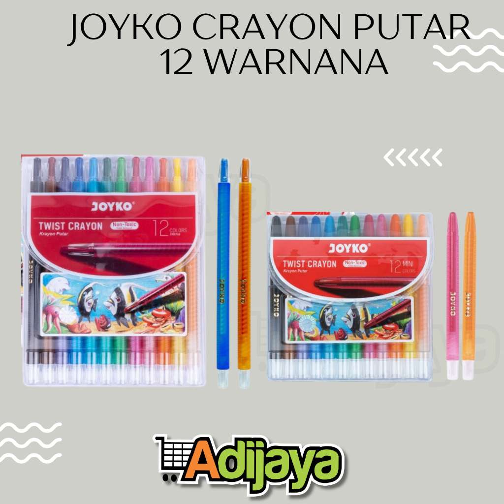 

Krayon Putar Panjang Pendek Twist Crayon JOYKO 12 warna - TWCR