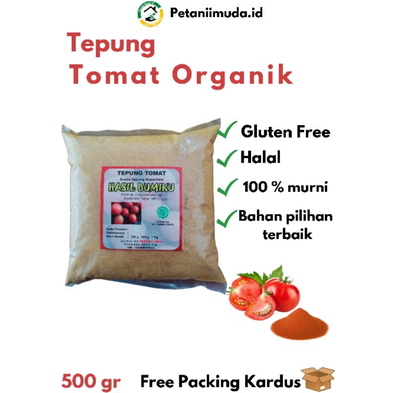Tepung Tomat Organik kemasan 500 GRAM/Tomato Organic powder 500 GRAM/Tomato flour organic 500 GRAM/B