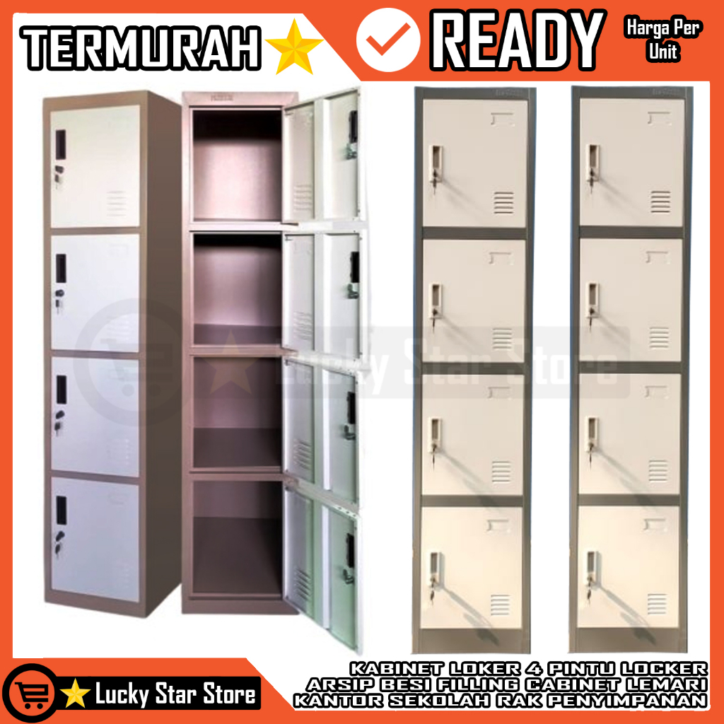 [Instan] KABINET LOKER KANTOR LEMARI ARSIP FILLING KABINET HS 4 PINTU L4 FILING CABINET BESI LOCKER 