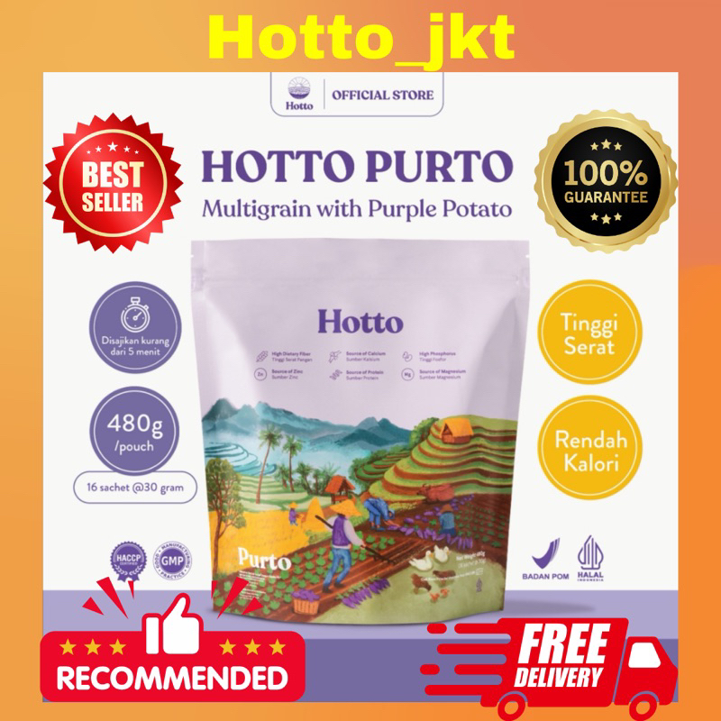 

Hotto Purto Pouch (16 sachet) Multigrain with Purple potato