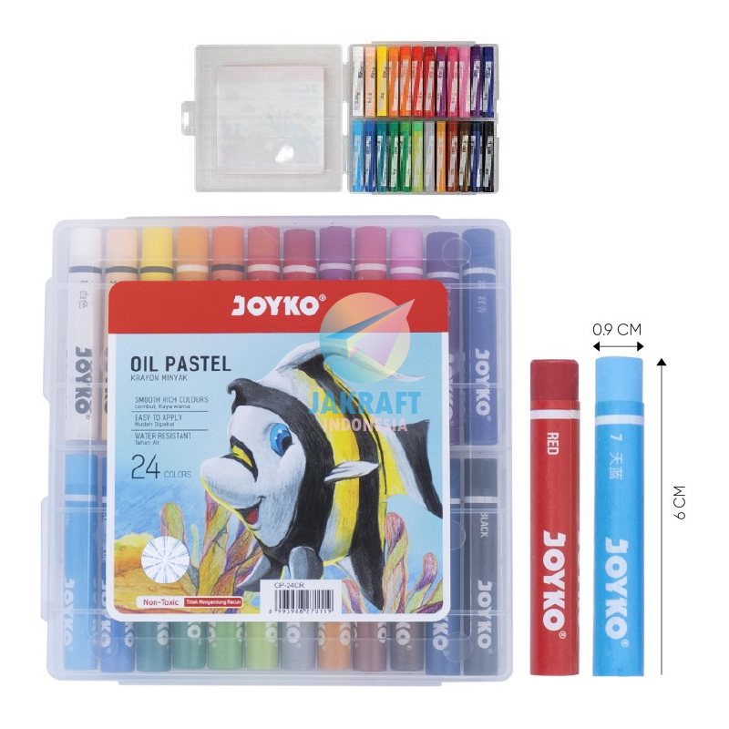 

(24 Pcs) Krayon 24 Warna JOYKO OP-24CR Oil Pastels Crayon Aman Murah Anti Air Hard Case
