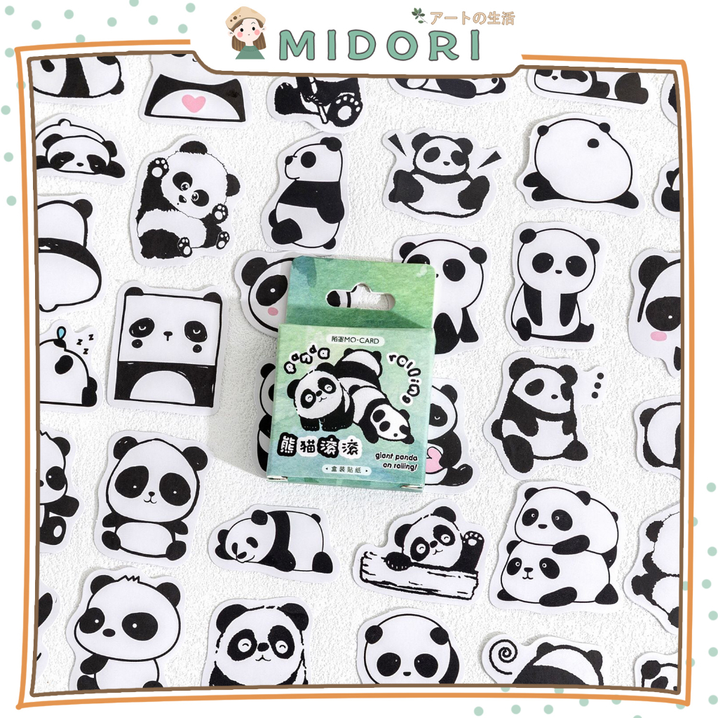 

[MIDORI] 45Pcs GIANT PANDA ON ROLLING Deco Sticker DIY Scrapbook Stiker Jurnal Dekorasi Diary Kotak - B0419