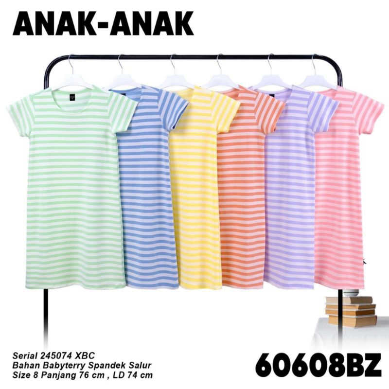 LEMONE 60608BZ DRESS ANAK MOTIF GARIS DRESS ANAK CEWEK UK 8