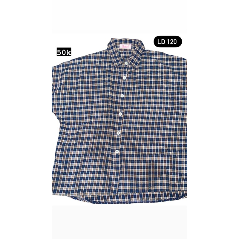 kemeja Tartan Lengan Balon Ld 120-125
