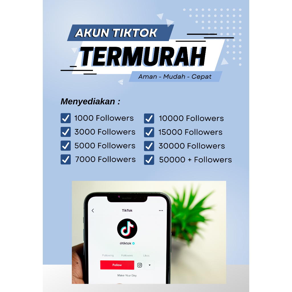 Jual Akun tiktok ber followers di atas 1k 1000 10k 10000 lebih terpercaya bergaransi