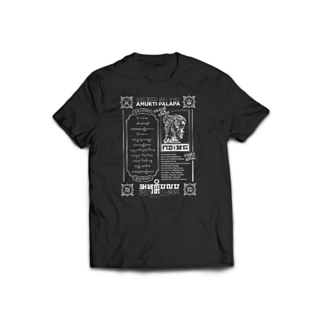 Kaos Bahnoo - Amukti Palapa Aksara Kawi Jawa Majapahit Gajah Mada
