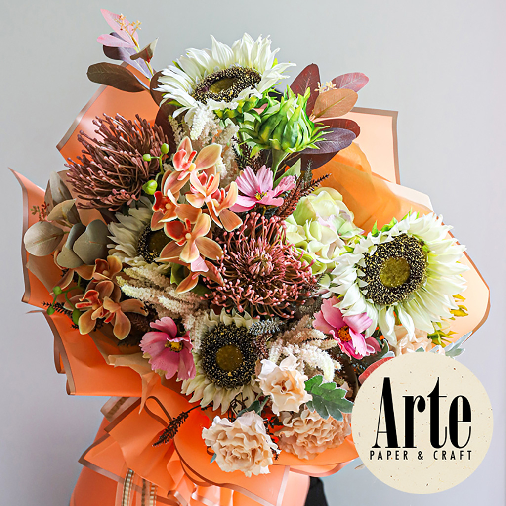 Fast_Buying 20 Lembar Cellophane Rose Gold Frame Grade B Ori Sinowrap Border Bouquet Bingkai Jelly