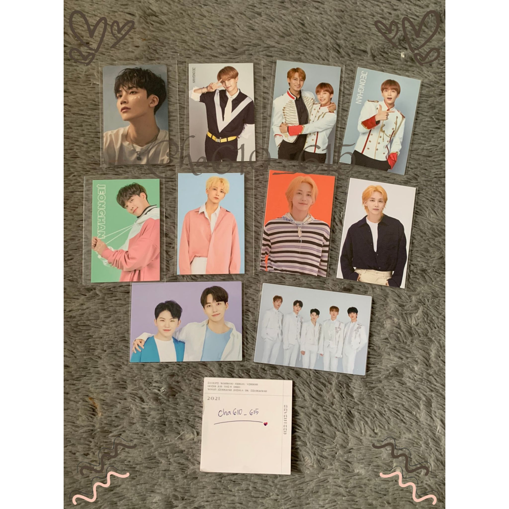 [READY STOCK] SET TAKE ALL ONLY SET JEONGHAN HMV BLUE FALLIN FLOWER, TC KR IC GYUHAN, CARLAND, WOOZI
